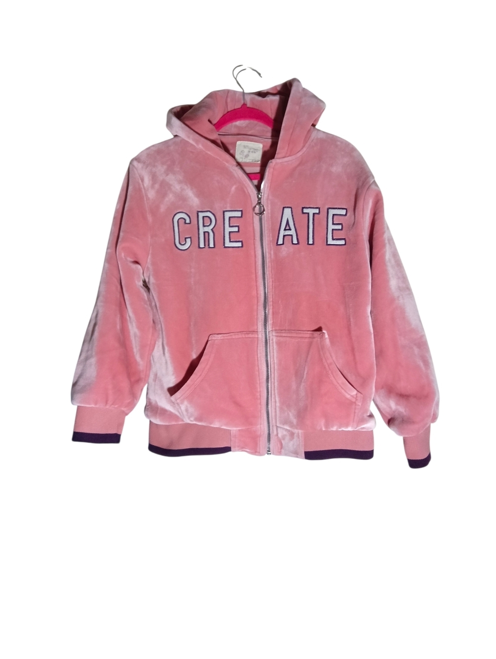 CREATE Pink Kids' Zip-Up Hoodie with Hood and Pockets